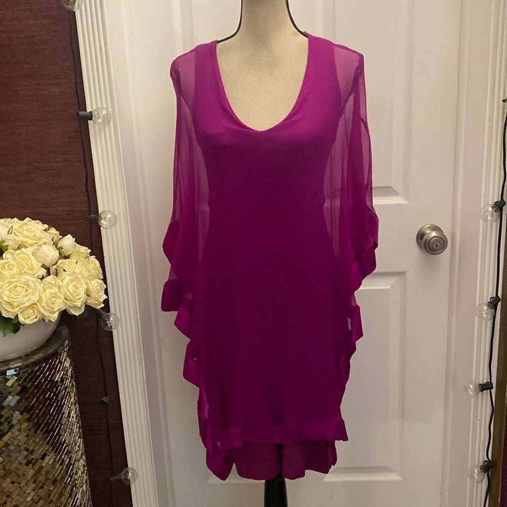 Analili Fuchsia Sheer silk dress, XS-S